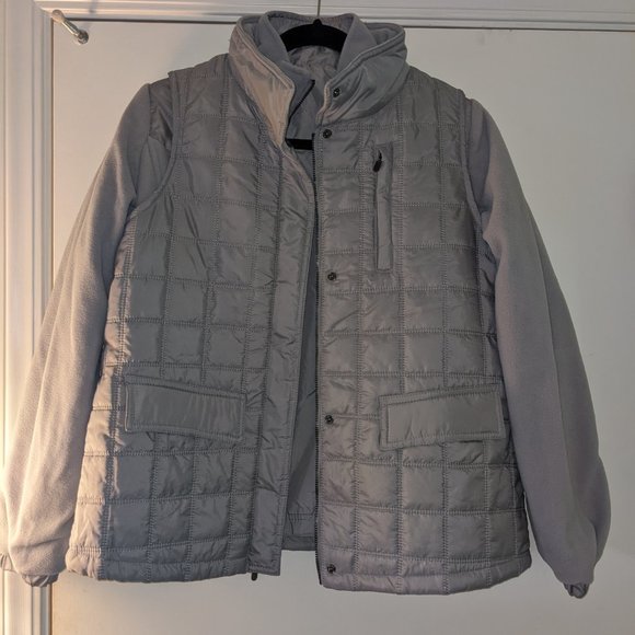 KORET WOMEN'S WINTER COAT & VEST Small S Light Blue Gray Jacket Fleece Soft Warm - Picture 6 of 10